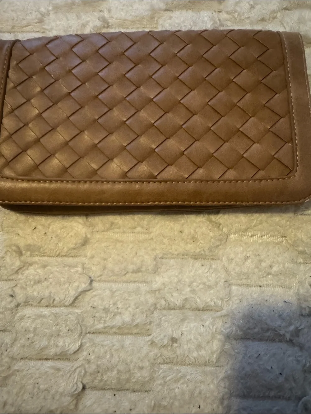 Urban Expressions Tan Woven Faux Leather Wristlet Vegan Leather Zip Pouch Wallet